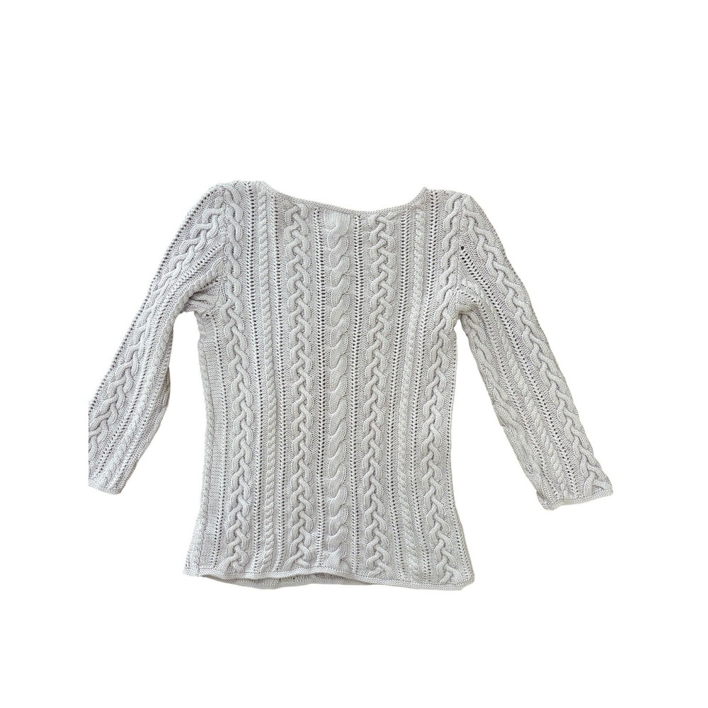 Vtg 90s Lauren Ralph Lauren Pale Purple Cable Knit Sweater Pullover Boatneck M - Picture 4 of 8